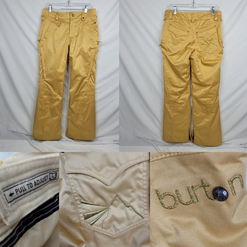 S BURTON gold mustard yellow DRY RUN SKIING SNOW BOARDING adj waist PANTS small